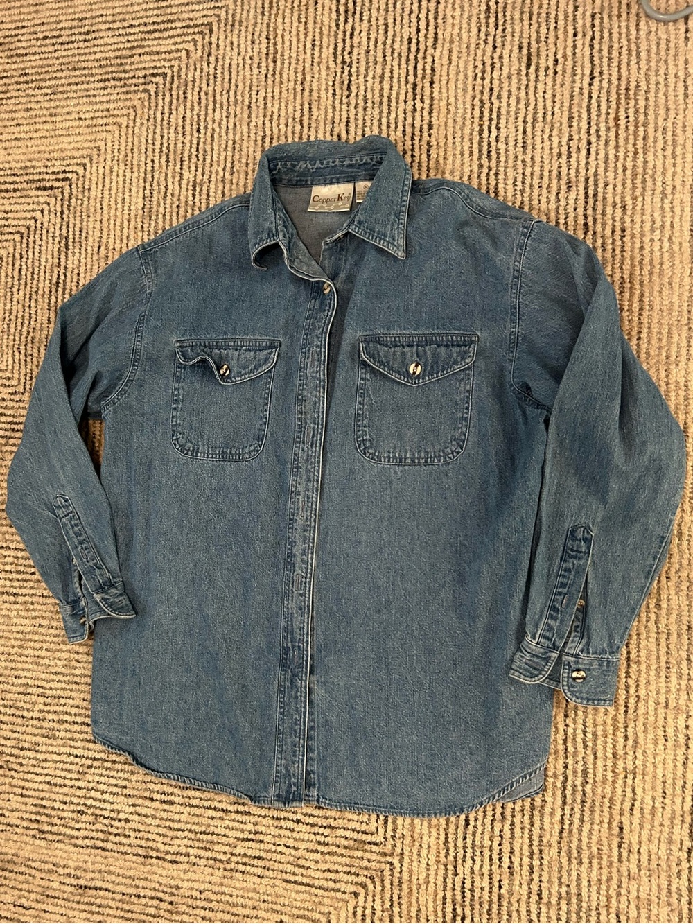 Vintage Copper Key Blue Denim Shirt Mens Size Medium